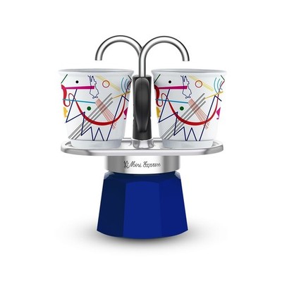 Bialetti MINI EXPRESS Alu 2 Tassen Espressokocher inkl. 2 Becher Kandinsky
