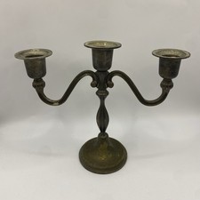 Vintage Brass Three Arm Candelabra 18cm Tall Rotating Side Arms