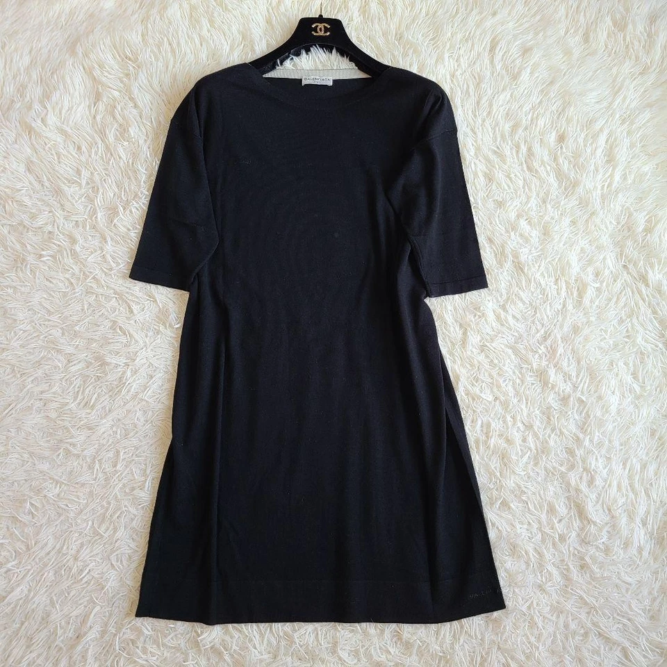 Vestido tejido equivalente BALENCIAGA L mezcla cachemir logotipo bordado Envío gratuito de Japón Foto 2 de 4