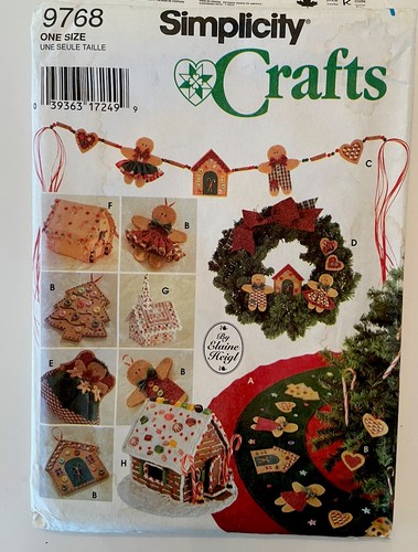 Simplicity Crafts 9768 UNCUT Pattern Tree Topper Ornaments House Church Wreath