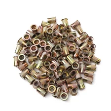 100pcs M6 Rivet Nuts, Zinc Plated Finish Carbon Steel Flat Head Rivnut Threaded 