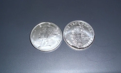 1 oz silver Mercury Round BU.