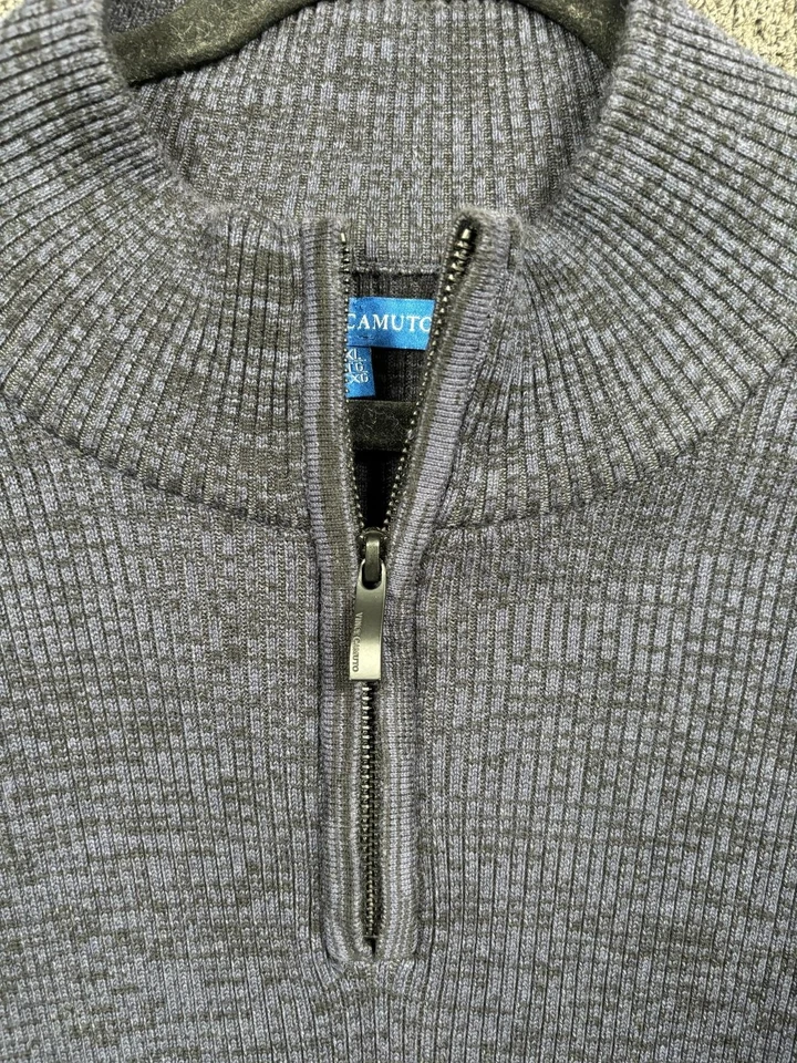 Suéter Vince Camuto Cuarto Cremallera Tejido Acanalado Para Hombres Talla XL Negro y Púrpura Cómodo Foto 3 de 4