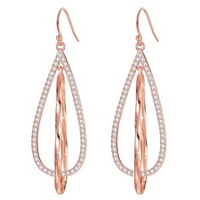 Rose Gold Earrings for Women,925 Sterling Silver Post Rose Gold Dangle Earrin...