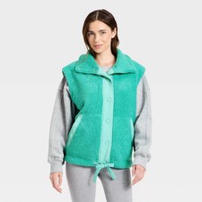 Women's High Pile Vest - JoyLab Turqouise Green L