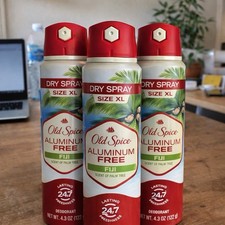 Old Spice Aluminum-Free Dry Spray Deodorant FIJI XL 4.3 oz Lot Of 3