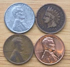 Coin collection with Indian Head, BU Red Wheat Penny, War Penny,  & Wheat Penny