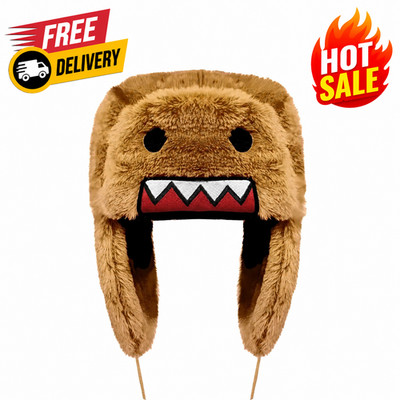 Domo Kun Furry Trapper Hat | Plush Winter Cap | Cosplay Streetwear Beanie