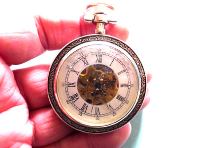 Chapter Ring Open Face Pocket Watch. Chromed .. Hand Wind.. Unused.. 50mm. VGC