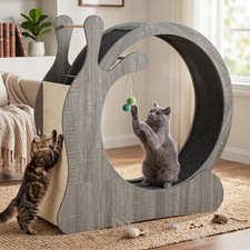 Cat Running Wheel Large Wood Cat Exercise Wheel with Scratching Board Play Balls