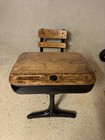 Antique American Seating Co. Child’s School Desk – Swivel Seat, Lift Top & Inkwe — photo 1
