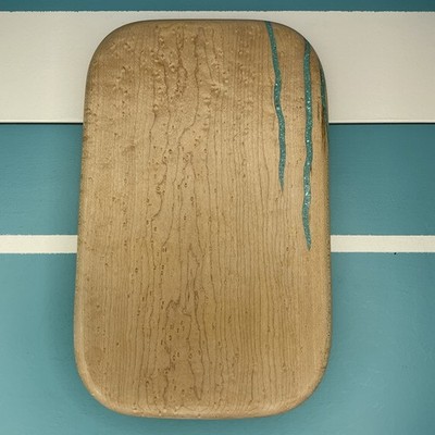 Birdseye Wood Charcuterie Board Cutting Board with Genuine Turquoise Inlays