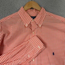 Polo Ralph Lauren Classic Fit Button Down Shirt Men's Size XLT Orange Gingham