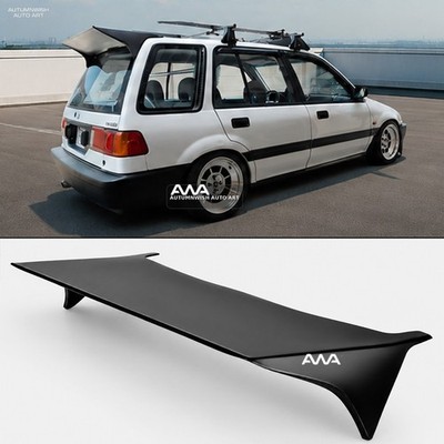 For 88-91 Honda Civic 5DR Wagon J's Style Unpainted PU Rear Roof Wing Spoiler