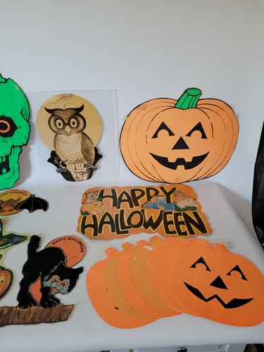 Set Of 17 Vtg Halloween Die-cut Cut Outs Collectible Window Decorations Used - Picture 3 of 15