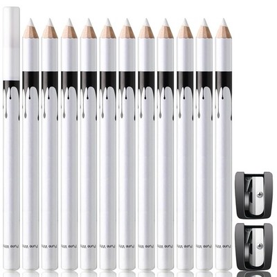 12 Pcs White Barber Hairline Pencils Set with Sharpener for Beard Shaping