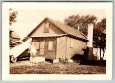Vtg B&W Snapshot House With Car And Trees 1930s