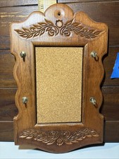 Vtg Wooden Letter Bill Key Holder Corkboard Wall Hanging Farmhouse