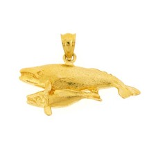 14K Gold Humpback Whale and Calf Pendant