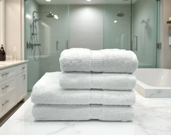 Harmatex Handtuch-Set 4 tlg. 550 g/m2 100% Bio-Baumwolle 2X70X140+50X100 Weiß - Bild 2 von 4