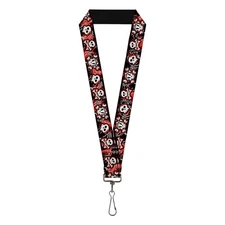 Buckle-Down Lanyard-1.0"-Girlie Skull Black/red One Size Multicolor
