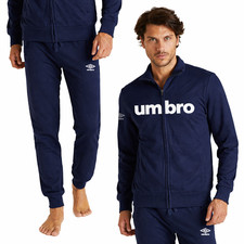 UMBRO - TUTA UOMO SPORTIVA LUNGA APERTA CON ZIP - COTONE - 30089 BLU