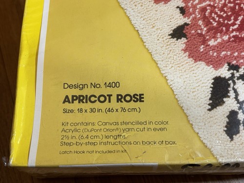 VTG SHILLCRAFT Latch Hook Kit #1400 APRICOT ROSE Rug Wall Hanging Floral SEALED - Picture 9 of 15