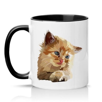 Ingwer Kätzchen Illustration Unisex 11 Unzen Keramiktasse Katzenliebhaber Haustierbesitzer Geschenk