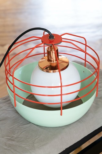 Bluff City Pendant 14" Mint & Red Roll & Hill hanging ceiling lamp light fixture