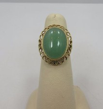 Sterling Silver OVAL green gemstone engagement Ring 925 Wedding Band size 6.25