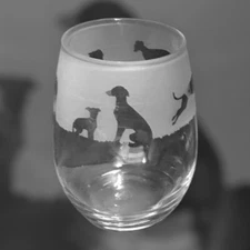 ITALIAN GREYHOUND Frieze Boxed 36cl Crystal Stemless Wine / Water Glass