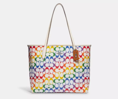 NWT COACH CITY TOTE C4181 IN RAINBOW SIGNATURE CANVAS PRIDE PURSE