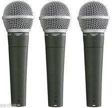 Pyle Mic Dynamic Handheld Microphone for Church Stage Studio Vocal Singing 3-PK