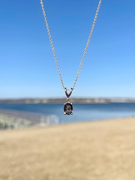 Alternate view of Rose Gold Plated Lab Created Chocolate Smoky Quartz Stud Pendant