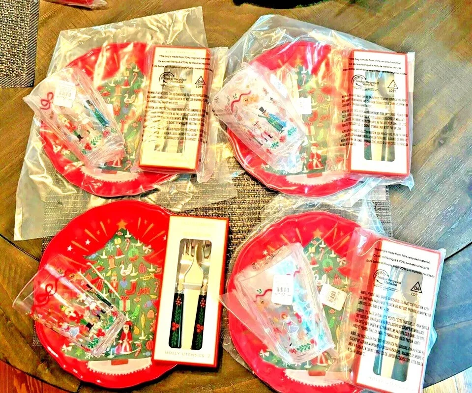 Pottery Barn Nutcracker Christmas PLATE Candy Cane Utensil  CUP holiday SET 12 h - Image 4 of 4