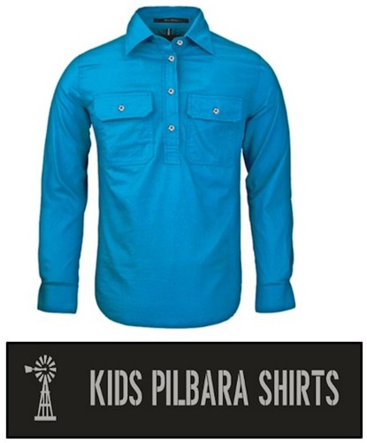 RITEMATE - PACK of 2 - PILBARA CLOSED FRONT LONG SLEEVE *KIDS* SHIRT - RM400CF - Picture 3 of 23