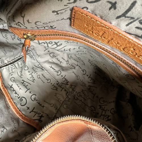 Foley + Corinna Hobo Shoulder Bag - Tan/Camel Leather Excellent! Purse - Imagen 10 de 14