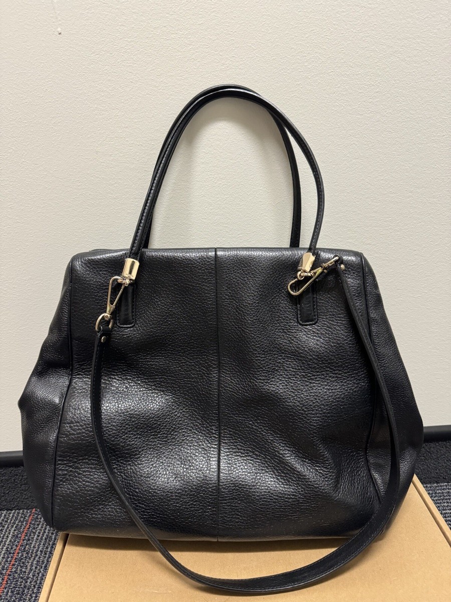 Coach Tote Bag Large Black Pebbled Leather With Zipper | eBay