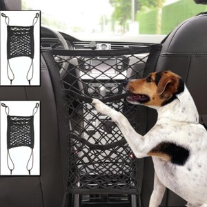 2 Pack Car Mesh Organizer, Dog Car Net Barrier Pet Barrier Stretchable Storag...