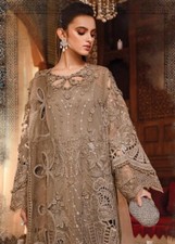 Pakistani Indian Maria.B Embroidery Wedding  Eid Full Suit Tie  Dye Chiffon