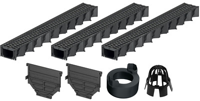 ACO HexaLine 2.0 Entwässerungsrinne SET mit Anti-Rutschfunktion NEUHEIT 3x 1 m