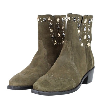Twin-Set Simona Barbieri Damen Schuhe Stiefelette Gr. 36 Grün Leder Ankle Boots