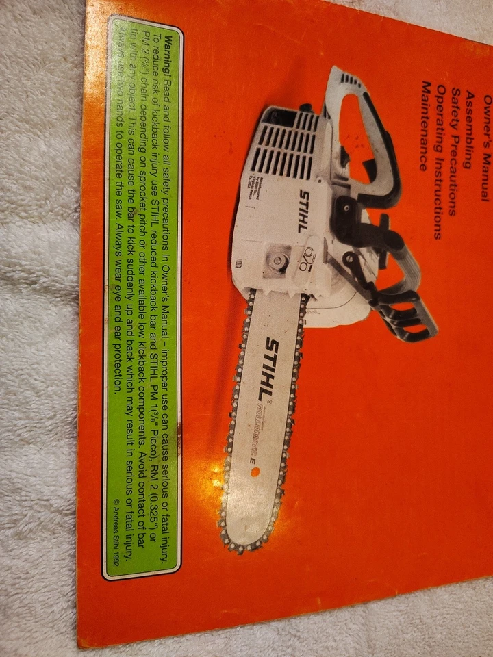 Genuine STIHL OO9 009 Instructions Manual Owners 1994  - Image 2 of 4