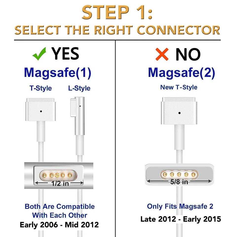 AC Power Supply Cord Charger for Apple MacBook Pro 13 inch 60W 2009 2010 2011 - Image 2 of 4