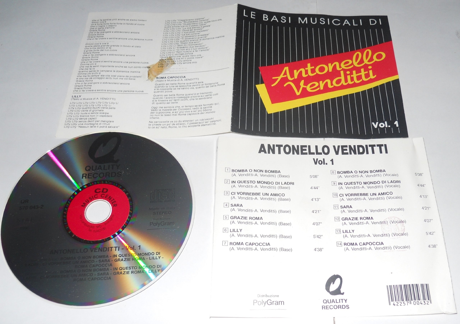 Antonello Venditti Le basi musicali Antonello Venditti Volume 1 (CD)
