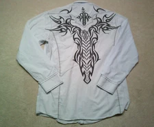 Roar Button Up Shirt Mens XL Blue Double Sided Embroidered Classic