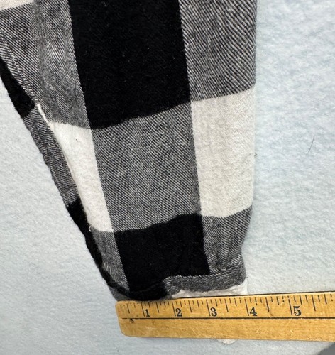 George Black & White Buffalo Plaid Flannel Button-Up Shirt L - Picture 9 of 10