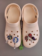NEW Crocs Shimmer Classic Platform Clogs Size W8 With 5 Charms Vanilla