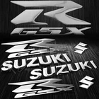 5.75" New Logo+Letter Decal+6.25" GSXR GSX Fairing Emblem Sticker Suzuki Silver