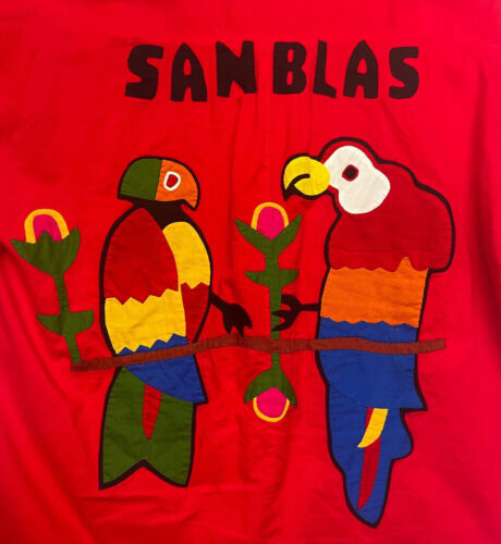 Vintage John Player spezielles kurzärmeliges Einzelstichhemd Papageien rot Sanblas - Bild 1 von 8